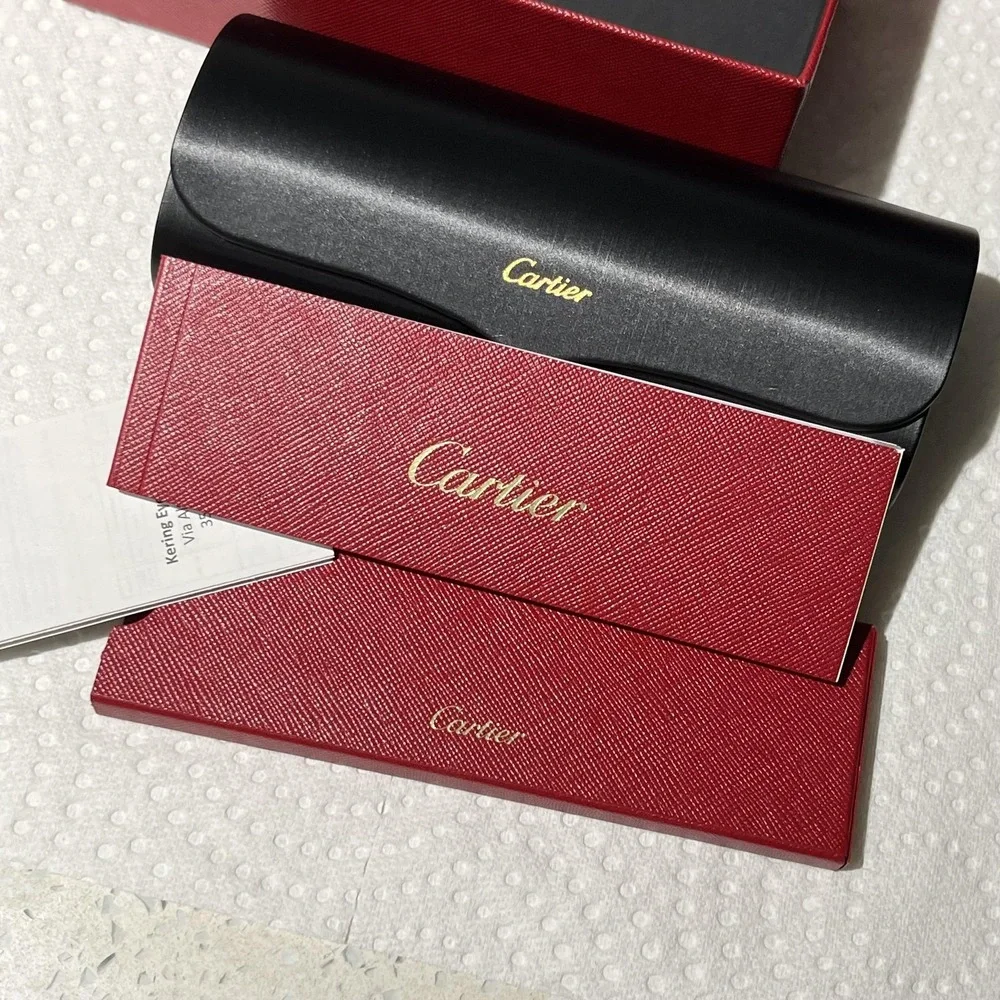 Cartier Sunglasses Mens Silver Blue Aviator Metal CT0110S 006 Made In France